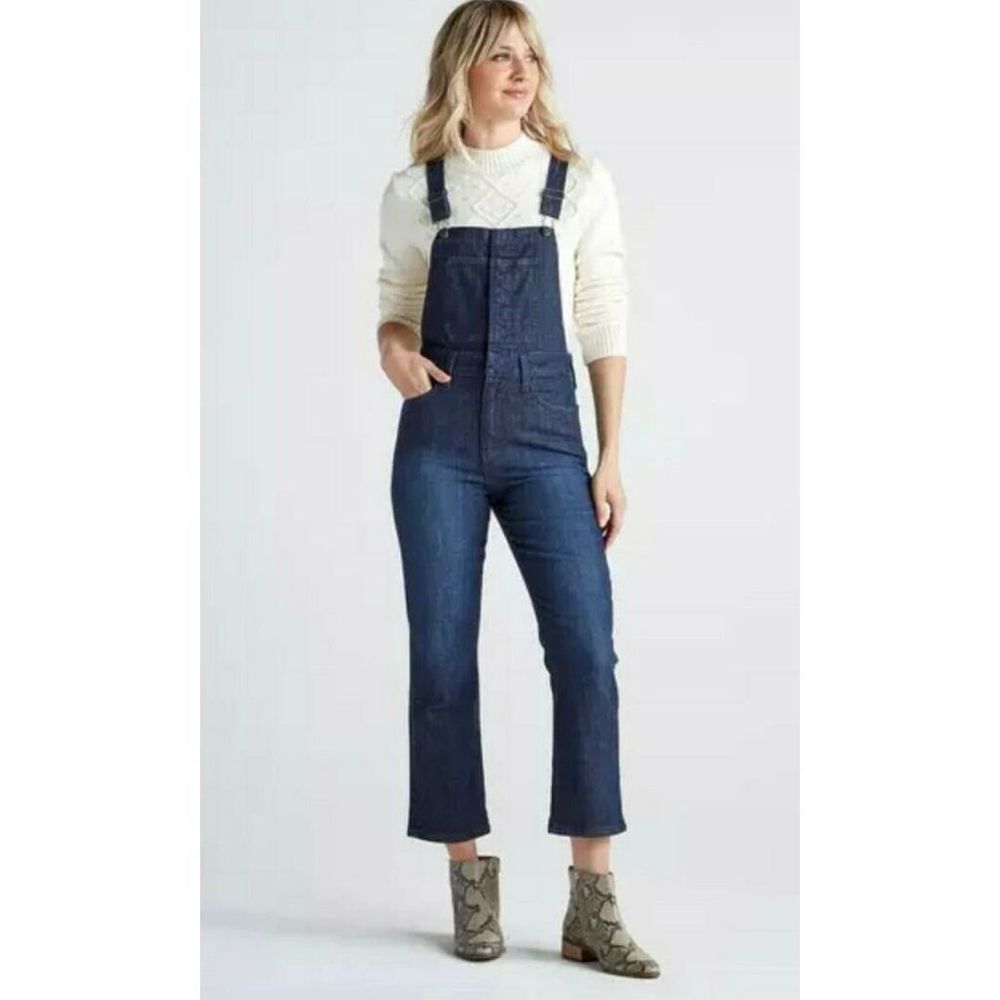 Lucky Brand Bridgette Slim Cropped Cuffed Overalls with Pockets Women’s